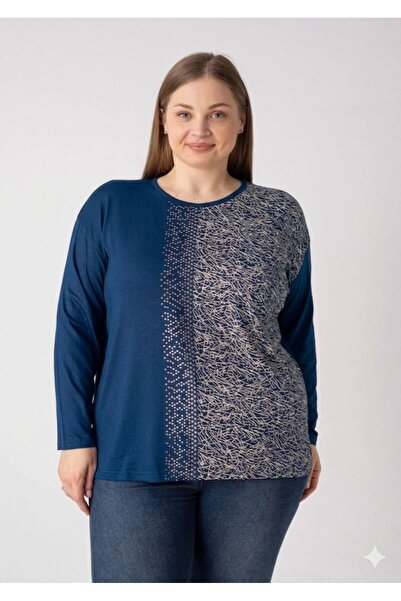 Orly More Viscose Fabric Mini Slit Plus Size Long Sleeve Combed Cotton Blouse