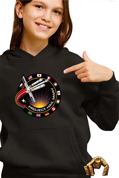 OEM Παιδικό Κοριτσίστικο Φούτερ με Κουκούλα με Σήμα Αποστολής Διαστημοπλοίου ...