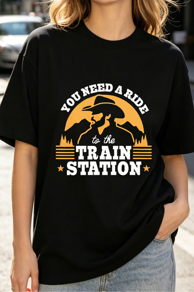 Fleck Womens T Shirts You Need A Ride To The Train Station Western Style Grap...