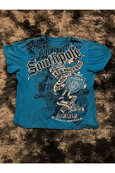 DREICH STREETWEAR ART تي شيرت Blue Southpole Gothic Y2K للجنسين