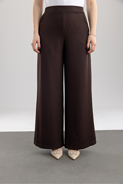 TUĞBA ERGÜL Women's Elastic Waist Oversize Cut Basic Fabric Trousers