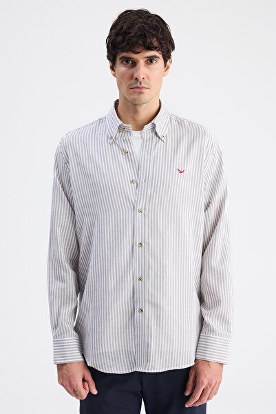 D'S Damat Ds Damat Comfort Mink Striped Shirt