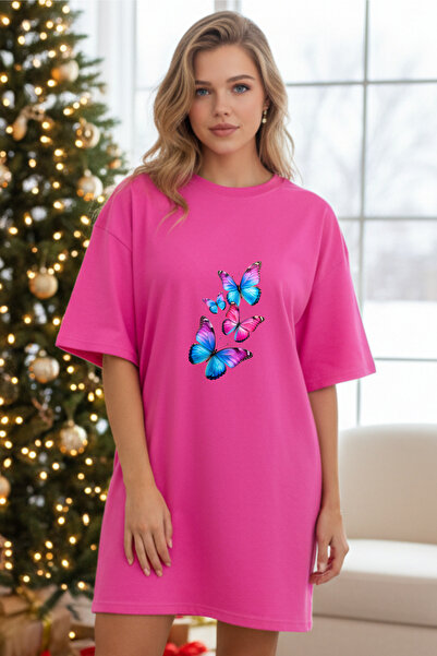 Pink Sky Γυναικείο μπλουζάκι με κοντό μανίκι και λαιμόκοψη, μεγάλο μέγεθος, ν...