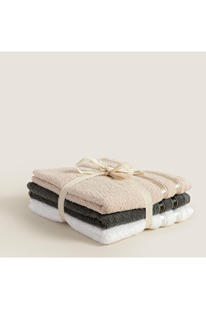 Chakra Σετ πετσετών προσώπου 3 τεμαχίων Chic 100% βαμβάκι 50x80 εκ. Μπεζ/Ανθρ...