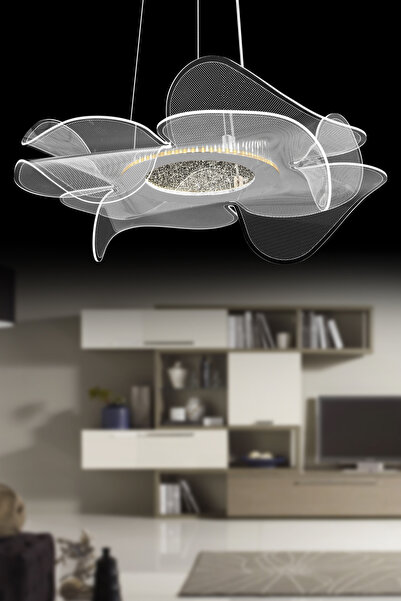 Luxira Aydınlatma LuxNergiz Gümüş Lüx Kumandalı 3 Renk Modern Ledli Avize