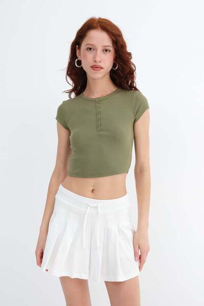 Addax Μπλουζάκι Modal με κουμπωτό γιακά P0346-İ12