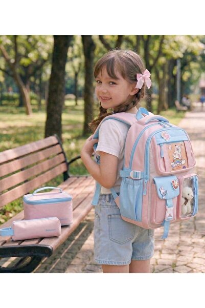 Relaxion Λεπτομερές σετ τσαντών δημοτικού σχολείου 3 τεμαχίων με βελούδινα πα...