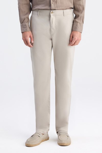 D'S Damat Ds Damat Παντελόνι Chino από Γκαμπαρντίνα σε Μπεζ χρώμα, με Άνετη Ε...