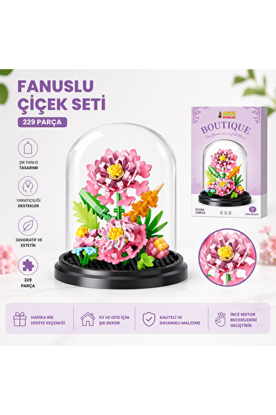synshop Fanuslu Çiçek Yapım Seti 229 Parça Mini Blok Dekoratif Hobi Oyuncak