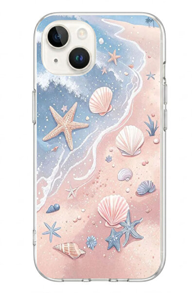 Le Balvo İphone 13/14 Uyumlu Deniz Yıldızı Kumsalı Baskılı Silikon Kılıf