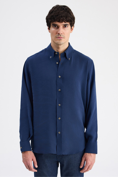 D'S Damat Ds Damat Comfort Indigo Plain Shirt