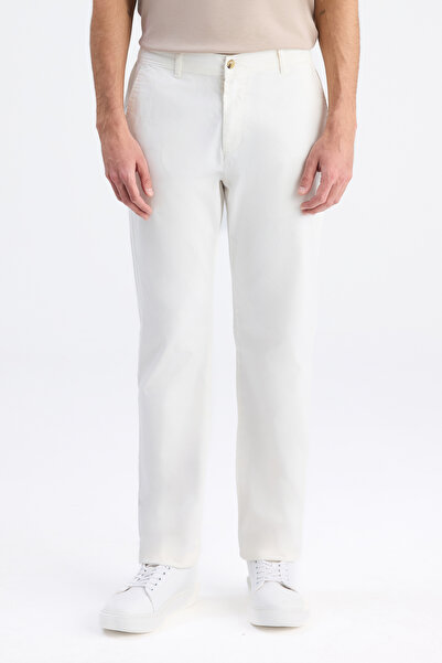 D'S Damat Ds Damat Παντελόνι Chino από Γκαμπαρντίνα σε Εκρού, με Άνετη Εφαρμο...