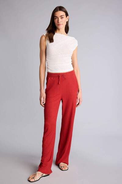 DeFacto Παντελόνι με φαρδιά μπατζάκια και σούρες H0937AX26SM