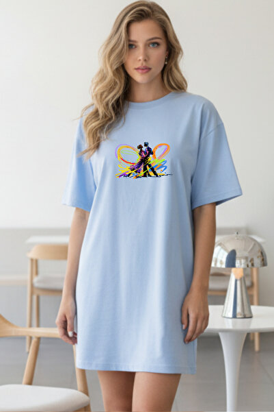 Pink Sky Plus Size Women Short Sleeve Crew Neck T-Shirt Dress Nightgown Comfy...