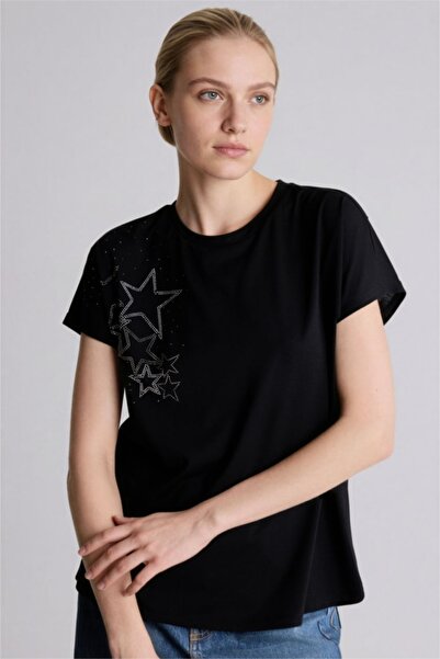 DeFacto Γυναικείο T-shirt H2457AX/BK81 ΜΑΥΡΟ