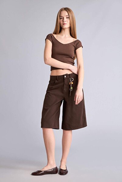 DeFacto Κανονική μέση, κοντό μπατζάκι, Γκαμπαρντίνα Βερμούδα F3133AX26SM