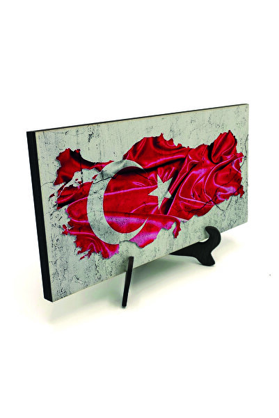 Sadrazam Τουρκική σημαία σε σχήμα χάρτη Τουρκίας με κυματιστό σχέδιο, τυπωμέν...