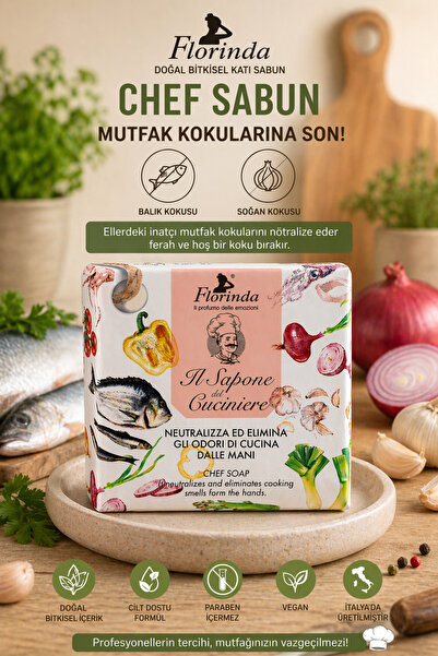 Florinda Doğal Bitkisel Şef Sabunu 100g – Balık ve Soğan Kokusu İçin
