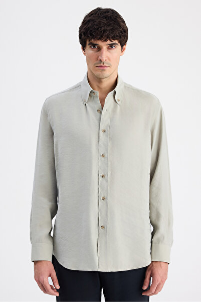 D'S Damat Πουκάμισο Ds Damat Comfort σε χρώμα μέντας, μονόχρωμο