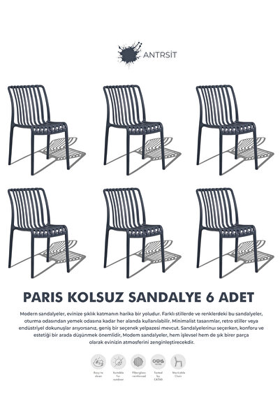 Daim Plastik PARİS | 6 ADET KOLSUZ LUX CAFE & RESTAURANT SANDALYESİ