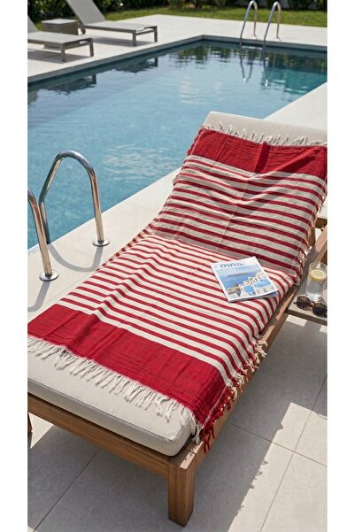 Mujo Home Collection Πετσέτα μπάνιου/παραλίας 2 στρώσεων από μουσελίνα - Πεστ...