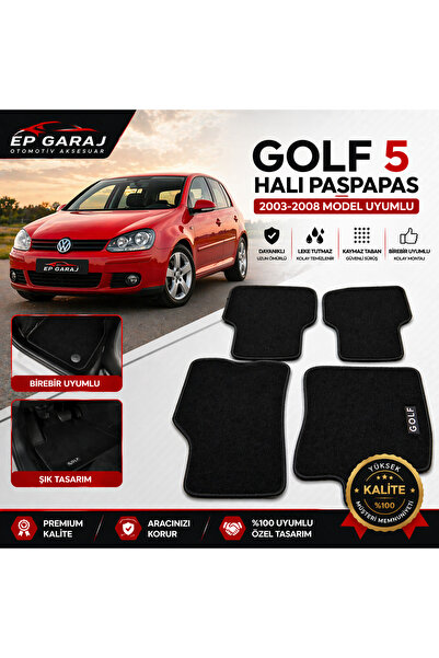 EP GARAJ OTOMOTİV Volkswagen Golf 5 Halı Paspas Takımı 2003-2008 Uyumlu ( ÜRÜ...