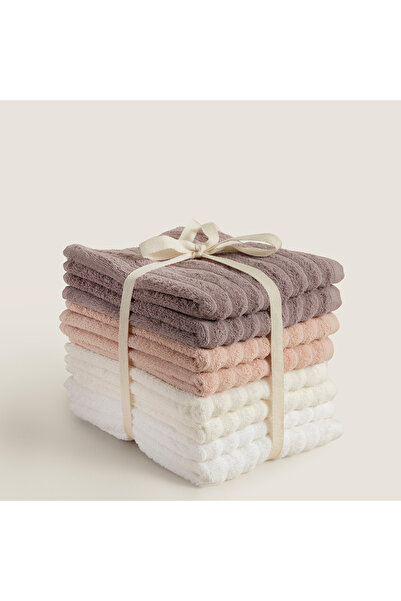 Chakra Σετ πετσετών προσώπου 8 τεμαχίων από 100% βαμβάκι, κυματιστό σχέδιο, 5...