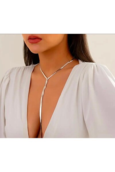 GAMY JEWELLERY Κομψό ασημένιο κολιέ σε σχήμα Υ