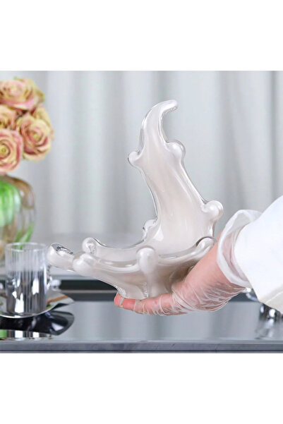 Al Hadaya Mall Crystal Serving Plate with Modern Design - Beige - 15x11x19cm