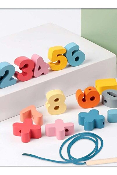 BAYBEE Wooden Lacing Children's Beads & String, 15 Pieces, Fine Motor Skills ...