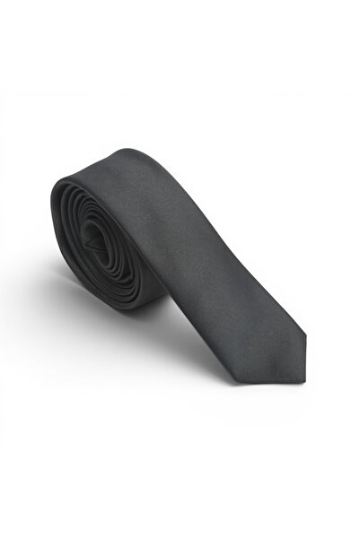 DWOY Men's Black Satin Tie 4 cm Classic Plain