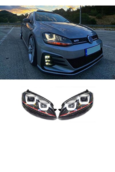 X POWER TUNİNG vw golf 7 çift u kırmızı şeritli kayar sinyal far