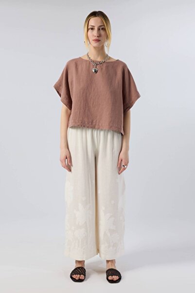 İpekçi Otantik Linen Bat Sleeve Oversize Blouse