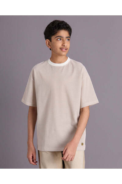 REDTAG Senior Boys Beige Embellished T-Shirt