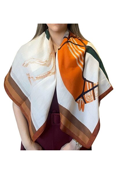 BYYEŞO Λεπτομέρεια Φιγούρας Αλόγου Πορτοκαλί Σάλι 90*90