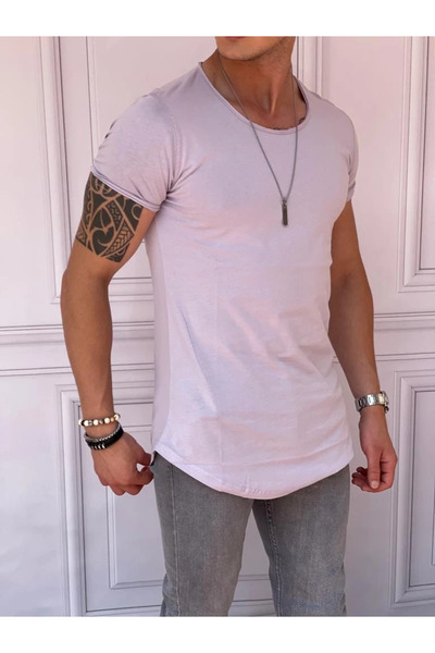 MODEFENDİ Slim Fit Oval Cut Cotton Basic T-Shirt