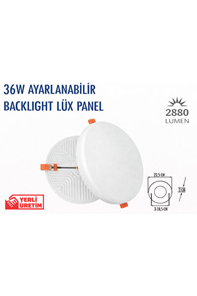 Lampist 36W Çerçevesiz Ayarlanabilir Lüx Led Panel 6500K