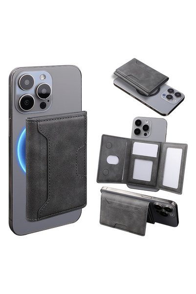 NOVATECH Magnetic Detachable Phone Wallet with 3 Card Slots – RFID Protection, Faux Leather, Secure & Slim Design with Stand