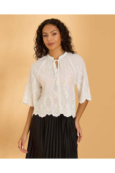 REDTAG Women White Embellished Blouse