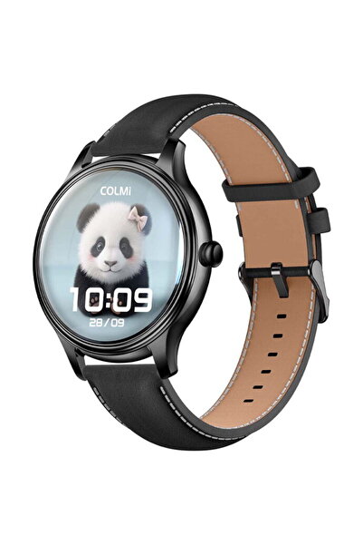 COLMI L28 black silicone + black leather strap