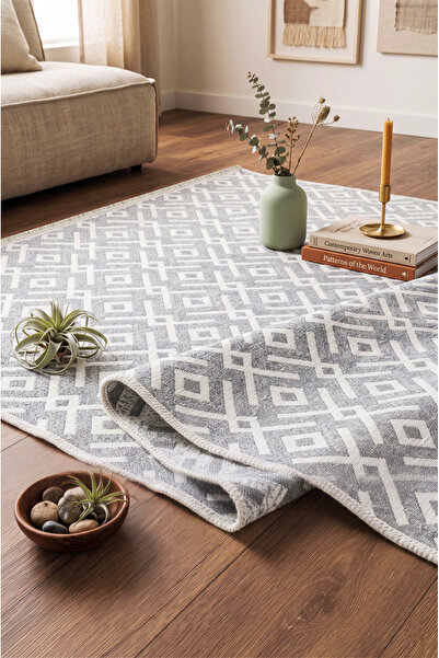 MELARİS HALI İskandinav %100 Pamuk Kilim Yıkanabilir Pamuklu Dokuma Halı Deko...