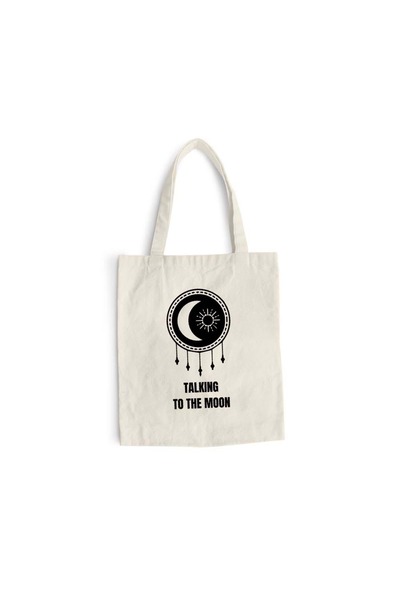 Intelli Βαμβακερή τσάντα αγορών με μακριά χερούλια, Συνομιλώντας με το Φεγγάρ...