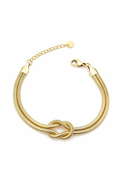 livaz accessories Kadın Çelik Gold Düğüm Bileklik