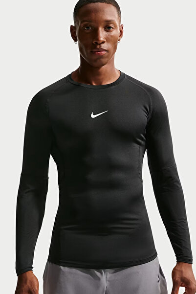 Nike Pro Dri-Fit Erkek Dar Kesim Uzun Kollu Spor Tişört FB7919-010 Siyah