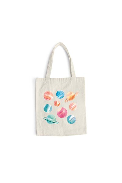 Intelli Cotton shopping bag with long handles, Planets, 38×42 cm, VA170