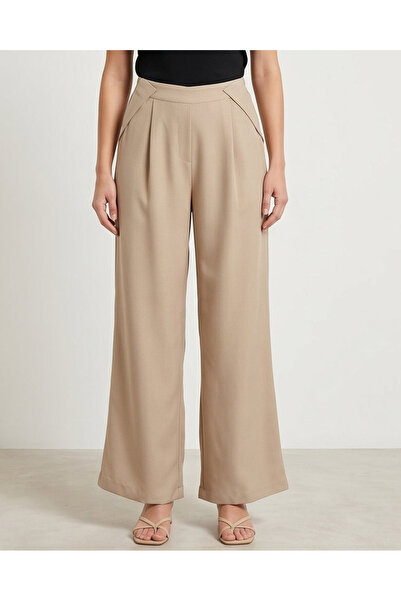 REDTAG Women Beige Wide Leg Trousers