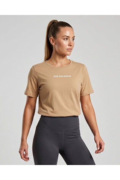 REDTAG Women Beige Printed Active T-Shirt