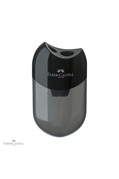 Faber Castell Ascuțitoare dublă cu recipient Faber-Castell, plastic negru, șu...