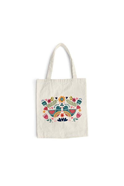 Intelli Sacosa bumbac pentru cumparaturi cu manere lungi, Birds in love, 38×4...