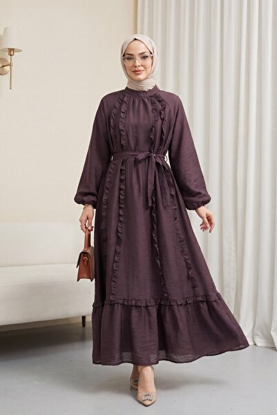 Modamorfo Φόρεμα Cupra με βολάν μπροστά, ζώνη στη μέση, ελαστικά μανίκια και ...